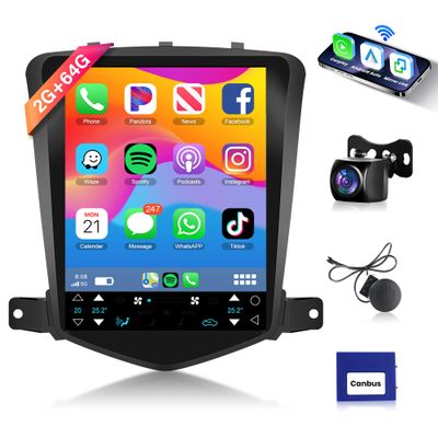 Rimoody 4Core 2G 64G Android Car Radio for Chevrolet Chevy Cruze J300 2009-2015, 9.7 Inch HD IPS Touchscreen Wireless Carplay Andriod Auto Bluetooth FM/RDS EQ GPS 5G-WiFi Backup Camera
