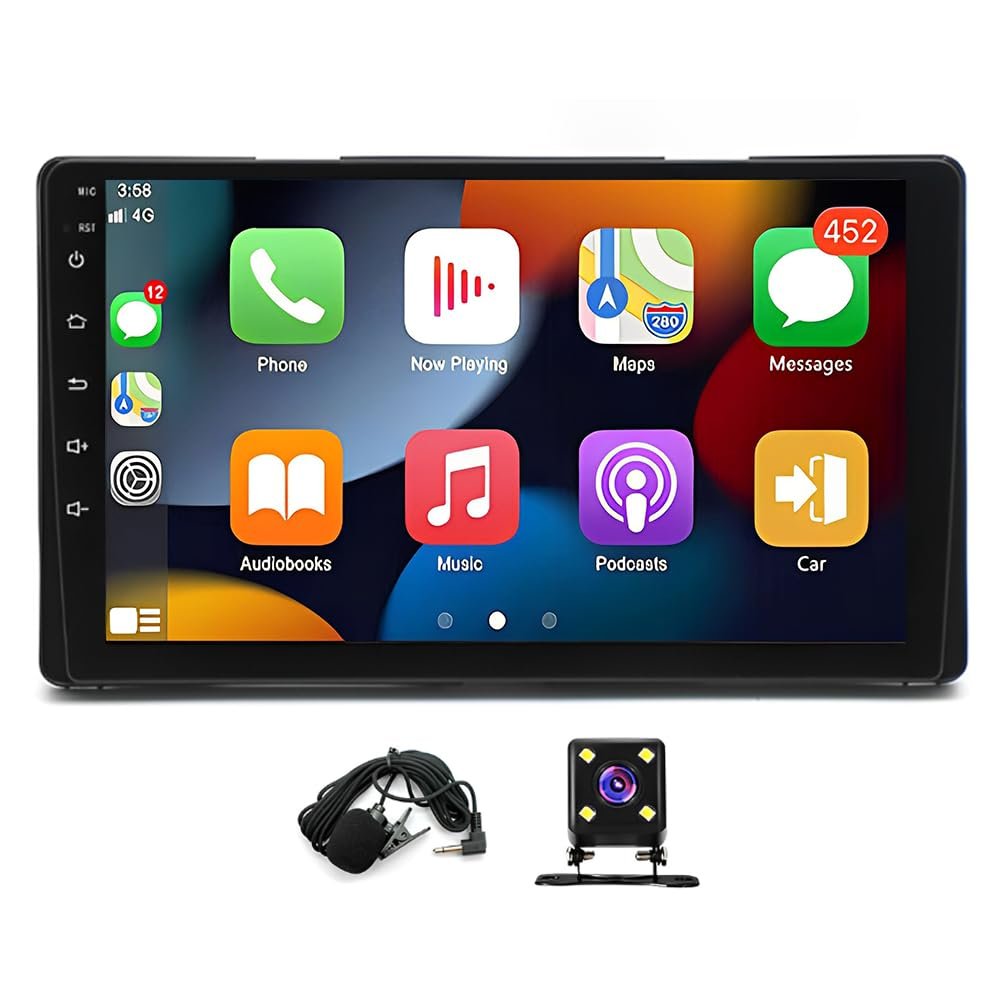 2+32G 9 Inch Carplay Radio Car GPS Navi for Toyota Sienna 2015-2018, Boasting Touch Screen with Android 13 CarPlay and Android Auto, Support GPS Navi/Bluetooth/WiFi/FM/SWC, 4 Light AHD Camera + MICR