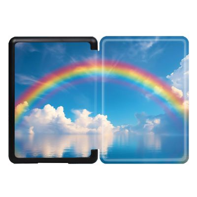 Case for Kindle Paperwhite 12th Gen and Kindle Colorsoft Signature Edition (2024 Release), Lightweight Protective Cover PU Leather Case with Auto Wake/Sleep - Rainbow Clouds Sky
