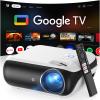HAPPRUN Google TV Projector + HAPPRUN Projector Screen for Portable Indoor Outdoor Use view 2