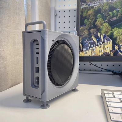 3D Printed Chassis for Mac mini M4/M4 Pro 2024, 3D Printed Carrying Case Dustproof Vertical Stand Protective Cover for Mac mini M4/M4 Pro 2024(Sliver)