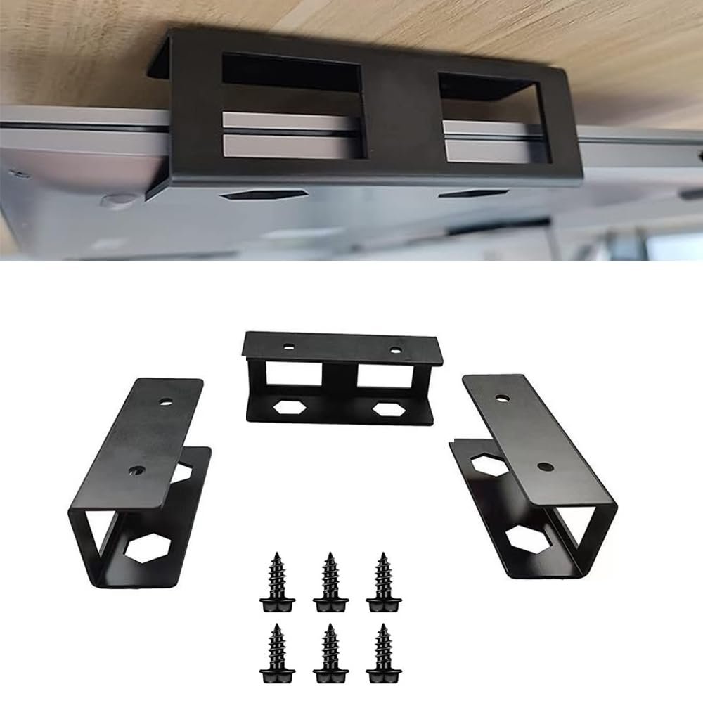 SENRISE Metal Under-Desk Laptop Holder, 10cm/4in Under Desk Laptop Mount with Screws, Under Desk Shelf Holder Tray, for MacBook Laptop Tablets Devices Stability and Space Save (Black)