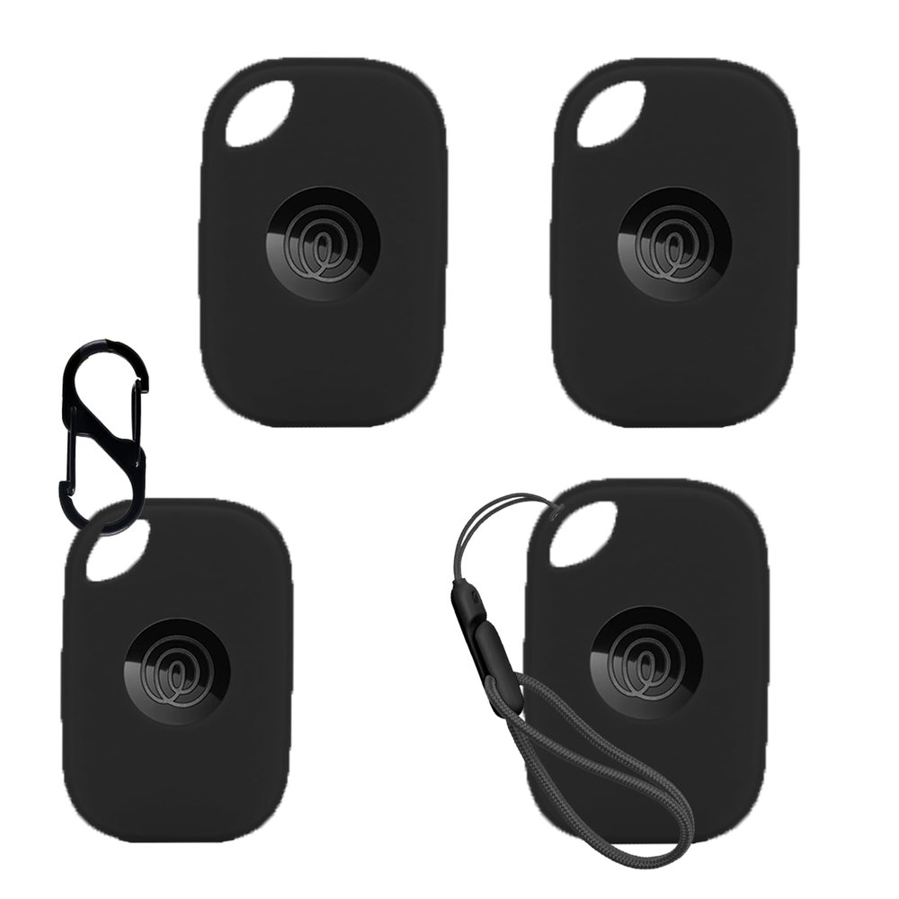 NOUKAJU 4pack Case for Tile by Life360 Pro (2024),Silicone Protective Cover(with Carabiner + Lanyard) Drop-Proof,Scratch-Proof,Shock-Proof,Dust-Proof,Protective Case for Tile Pro 2024 RE-61011(Black)