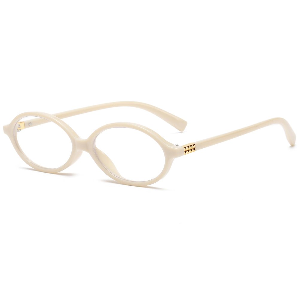 NULOOQ Trendy Oval Glasses for Women Men Retro Tortoise Frame Blue Light Blocking Glasses Small Face Eyewear (Beige Frame)