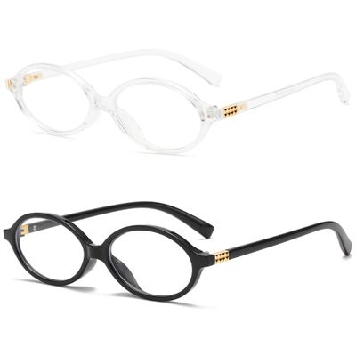 NULOOQ Trendy Oval Glasses for Women Men Retro Tortoise Frame Blue Light Blocking Glasses Small Face Eyewear (Tortoise Frame + Transparent Frame) - 2 Pack