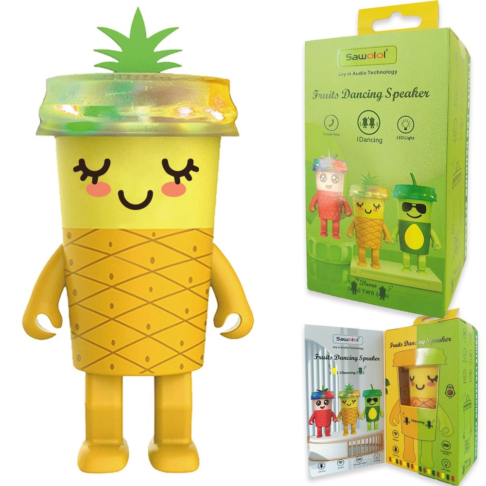Sawolol Bluetooth Wireless Kids Speakers: A Dancing Swing Music Player Mini Speaker with TWS Pairing and RGB Light for Teenage Boys Trendy Stuff for Cute Room Decor (Yellow)