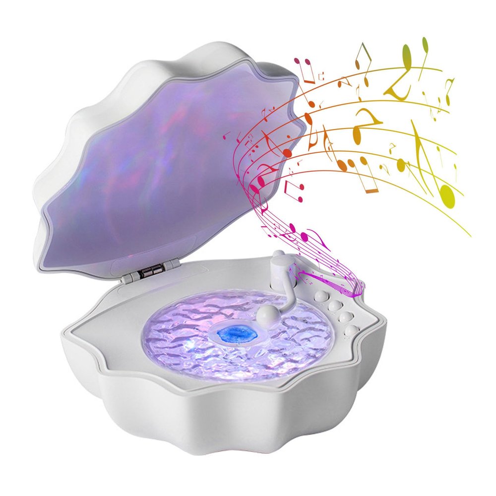 Shell BT Speaker, Portable Speaker with Relaxing White Noise, Colorful Night Light, 360 Degree Projection, Suitable for Bedroom Office (White)