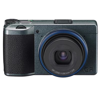 2022 Ricoh GR IIIx Urban Edition, Metallic Gray with Navy Blue, Digital Compact Camera with 24MP APS-C Size CMOS Sensor, (in The 35mm Format) (Renewed Premium)