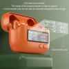 Zunate Wireless Bluetooth 5.2 Earbuds with Retro Clock Display, ENC Noise Cancelling Headphones for Sports Gaming Travel in Green, Ergonomic Design (Orange) view 4