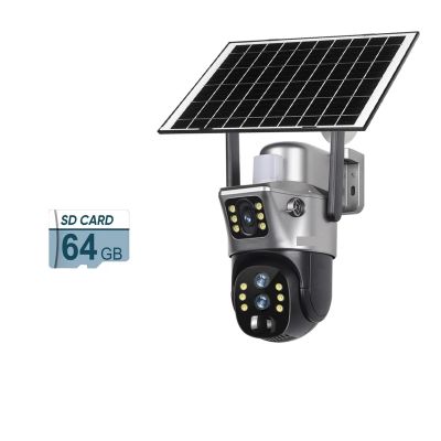 QDVOPHZA 4G/WiFi Solar Camera Wireless Outdoor 12MP 10X Zoom 6K Dual Screen Human Auto Tracking Surveillance Camera CCTV(WiFi 10xZoom 64G)