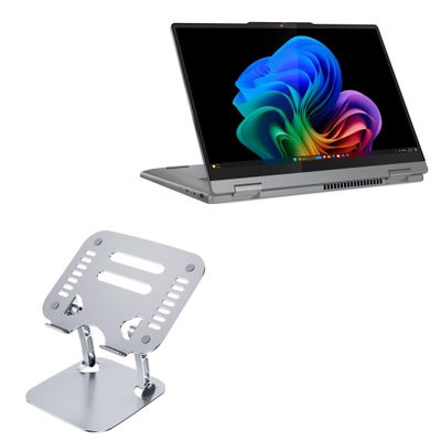 BoxWave Stand and Mount Compatible with Lenovo IdeaPad 5X - Executive VersaView Laptop Stand, Ergonomic Adjustable Viewing Angle Metallic Riser - Metallic Silver
