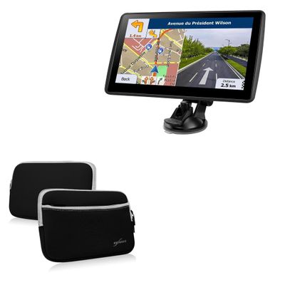 BoxWave Case Compatible with GIFEHU GPS Navigator for Car Truck RV- 2024 Map (7 in) - SoftSuit with Pocket, Soft Pouch Neoprene Cover Sleeve Zipper Pocket - Jet Black