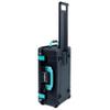 Black Pelican 1535 Air case with Teal Handles & latches. Comes Empty & with Wheels. view 1