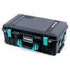 Black Pelican 1535 Air case with Teal Handles & latches. Comes Empty & with Wheels. view 2
