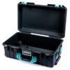 Black Pelican 1535 Air case with Teal Handles & latches. Comes Empty & with Wheels. view 4