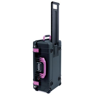 Black Pelican 1535 Air case with Magenta Handles & latches. Comes Empty & with Wheels.