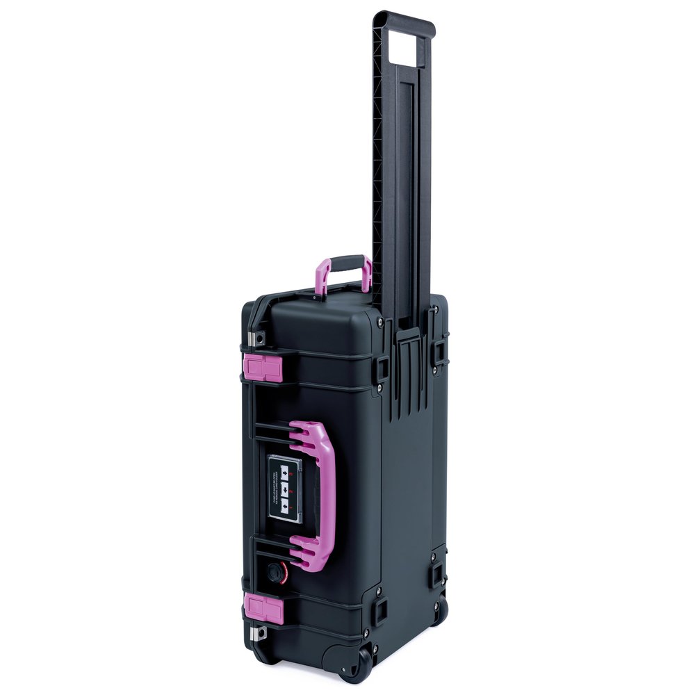 Black Pelican 1535 Air case with Magenta Handles & latches. Comes Empty & with Wheels.