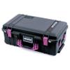 Black Pelican 1535 Air case with Magenta Handles & latches. Comes Empty & with Wheels. view 2