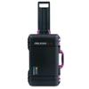 Black Pelican 1535 Air case with Magenta Handles & latches. Comes Empty & with Wheels. view 3