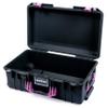 Black Pelican 1535 Air case with Magenta Handles & latches. Comes Empty & with Wheels. view 4