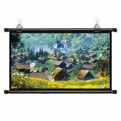 60-inch 16:9 Manual Projector Screen, Portable 16:9 Movie Screen for Home School Cinema Theater Outdoor Indoor