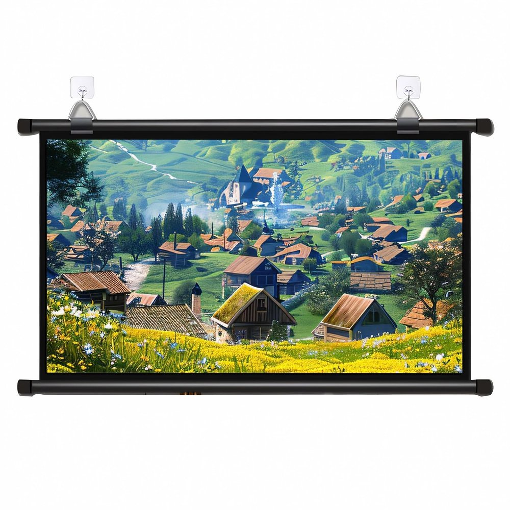 60-inch 16:9 Manual Projector Screen, Portable 16:9 Movie Screen for Home School Cinema Theater Outdoor Indoor