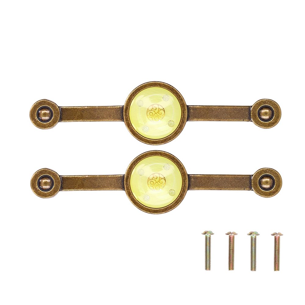 Gavigain Antique Copper Zinc Alloy Handle European Modern Acrylic for Cabinet Drawer (Yellow)