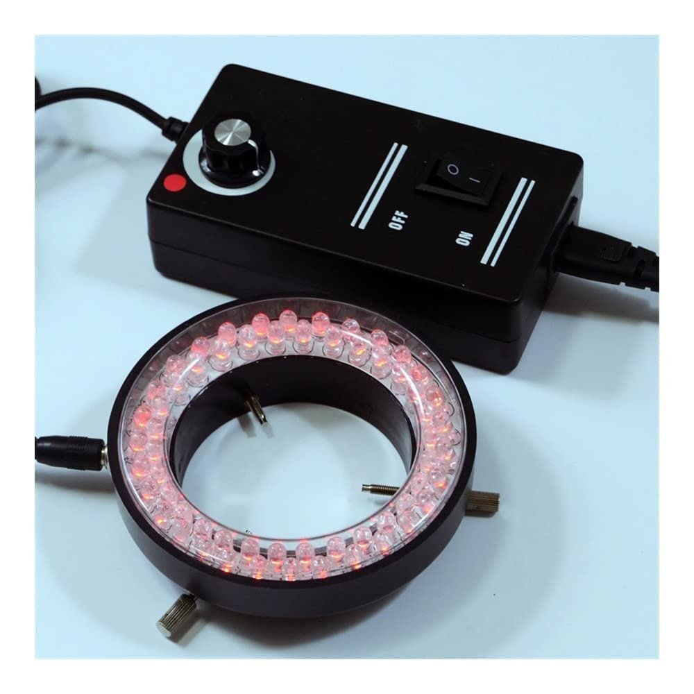 Lab Microscope Accessories 60 Led Ring Lamps Yellow Bule Green Red Purple Fluorescence Light Zoom Stereo Microscope Illuminated(Red)