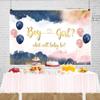 OERJU Navy Blue Blush Pink Gender Reveal Backdrop Boy or Girl What Will Baby Be Photography Backdrop Baby Shower He or She Pregnancy Reveal Surprise Party Decoration Banner Photo Background 7x5ft view 3