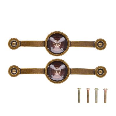 Gavigain Antique Copper Zinc Alloy Handle European Modern Acrylic for Cabinet Drawer (Brown)