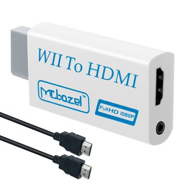 Mcbazel Wii to HDMI Adapter, Wii to HDMI Converter with 1.5m Cable 1080P, Wii Video Audio Signal Converter 1080P Full HD with 3.5mm Stereo Audio Port for Wii Console HDMI Monitor HDTV Video Projector
