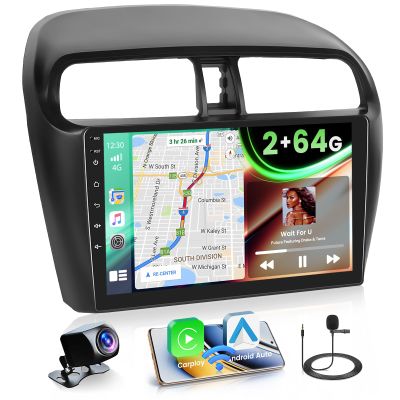 2+64GB Android 15 Car Radio for Mitsubishi Mirage 2012-2022 Wireless Carplay Android Auto, 9" Touch Screen Car Stereo GPS Navi, WiFi, Bluetooth, Backup Camera, FM RDS Radio, EQ DSP, SWC