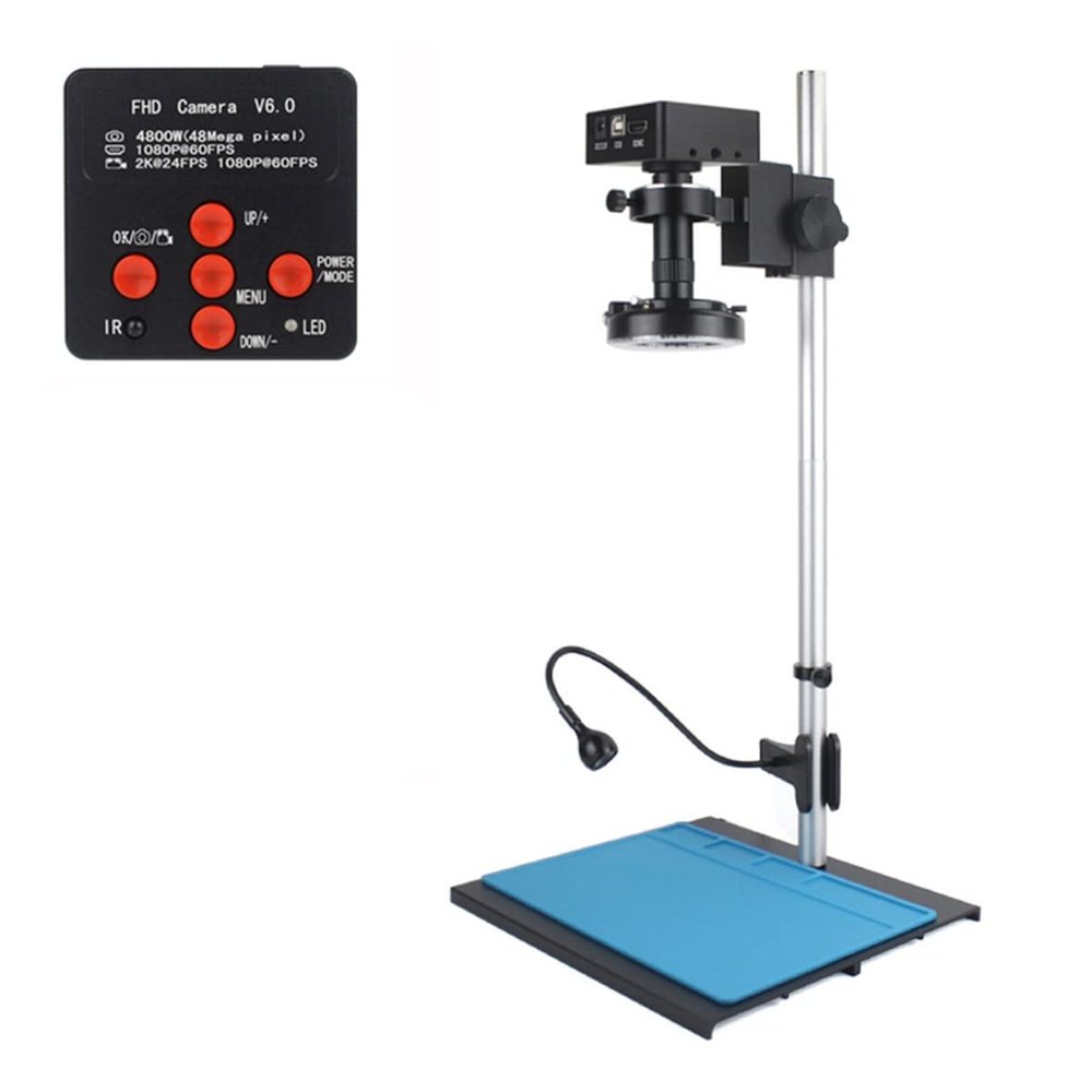 JOEBO Microscope Kit 48MP 2K 1080P HDMI USB Industrial Digital Video Microscope Camera 10-130X Zoom C Mount Lens Microscope Lens Adapters(A Microscope Set)