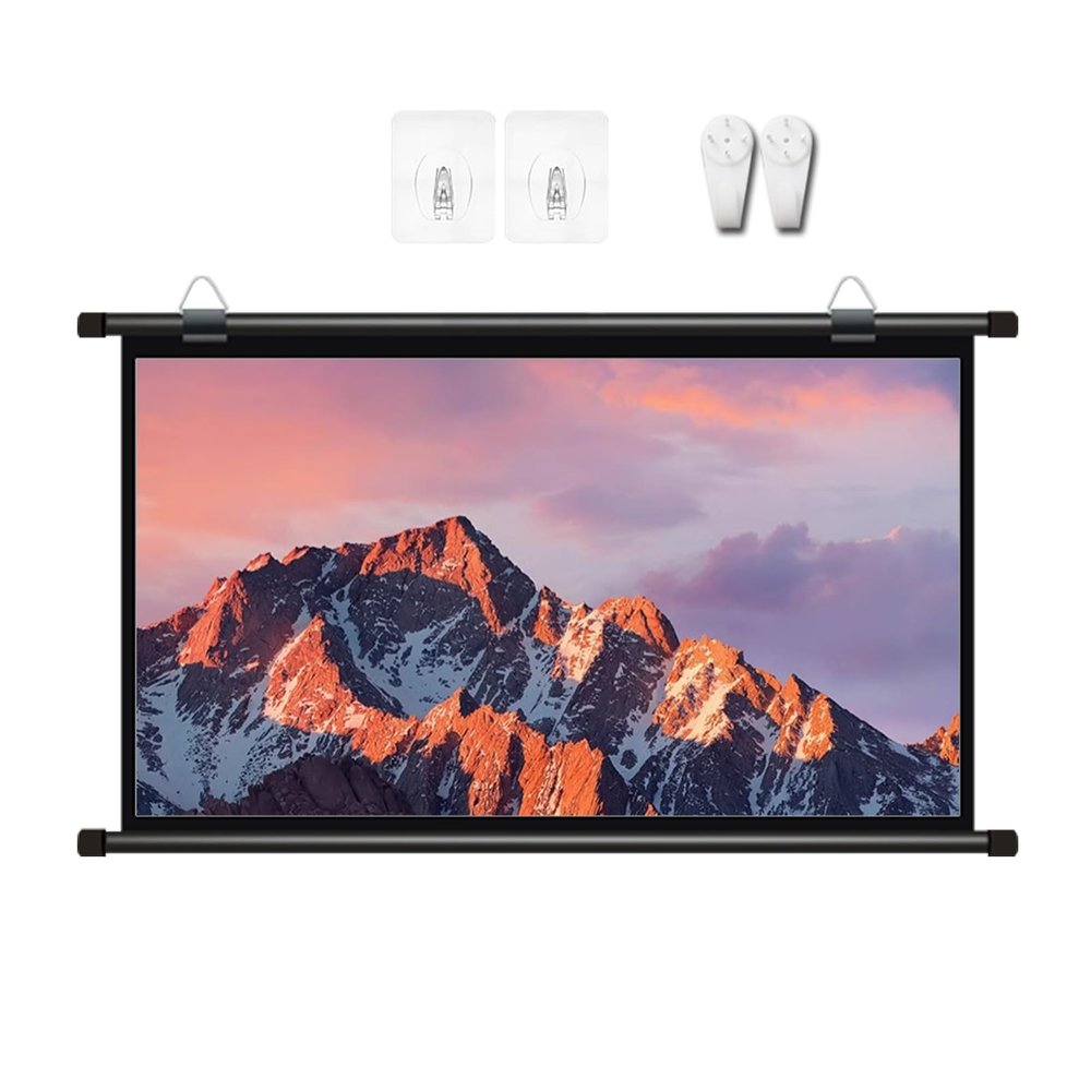 Projector Screen 30in 40in 50in 60in 72in Projection Screen Indoor Outdoor 4:3/16:9 4K HD Movies Screen for Home Theater Office, White/Black Roll-Down Manual Projector Screen(Black 4:3,50in)