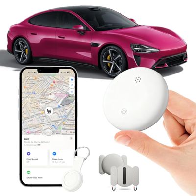 Car GPS Tracker for Vehicles Worldwide GPS Tracker for Vehicles Work with Find My (iOS Only), Car Vehicle Tracking Anti-Lost Locator with App for Cars, Wallet, Pets, Luggage (White)