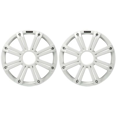 KICKER (2 KMG10 10-Inch (25cm) Grille for KM10 and KMF10 Subwoofer, LED, White Bundle