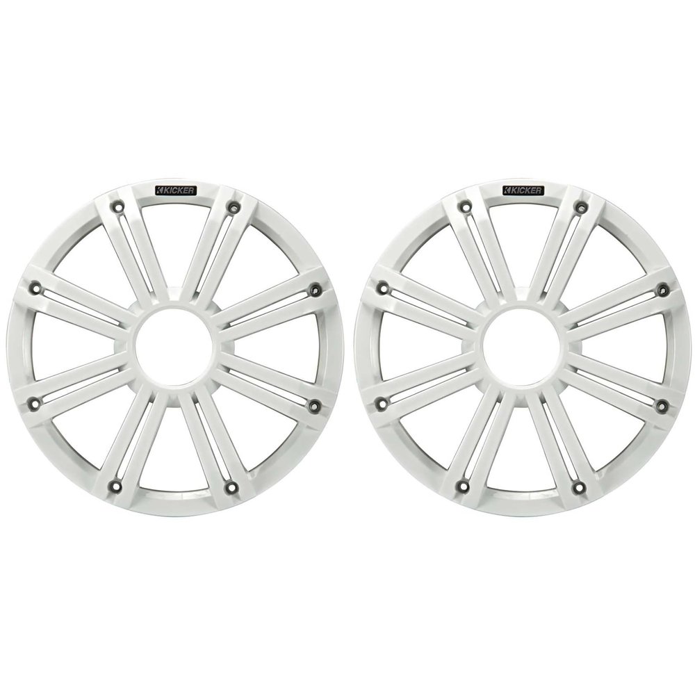 KICKER (2 KMG10 10-Inch (25cm) Grille for KM10 and KMF10 Subwoofer, LED, White Bundle