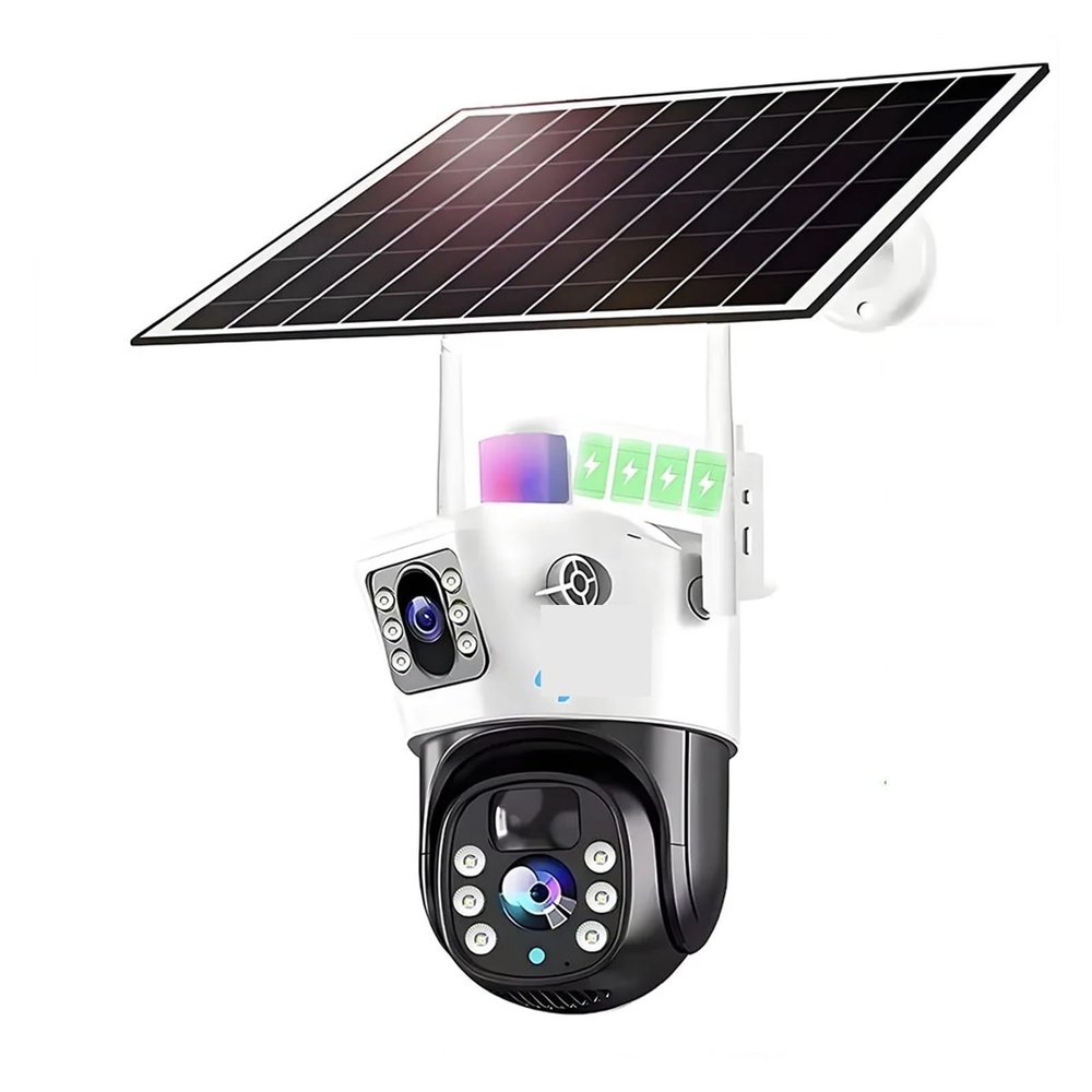 QDVOPHZA Solar Camera 4G SIM Card WiFi Surveillance Outdoor 4K 8MP 360 Wireless Night Vision CCTV Security Protection IP Cameras(4G Add 64GB Card)