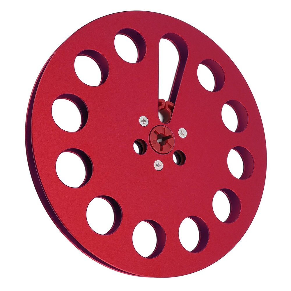 7 x 1/4 Empty Take Up Reel to Reel Hub, Aluminum Alloy 1/4 7 Inch 11 Holes Empty Tape Reel for Recording Open Reel Sound Tape Empty Disc Open Reel Machine (Red)
