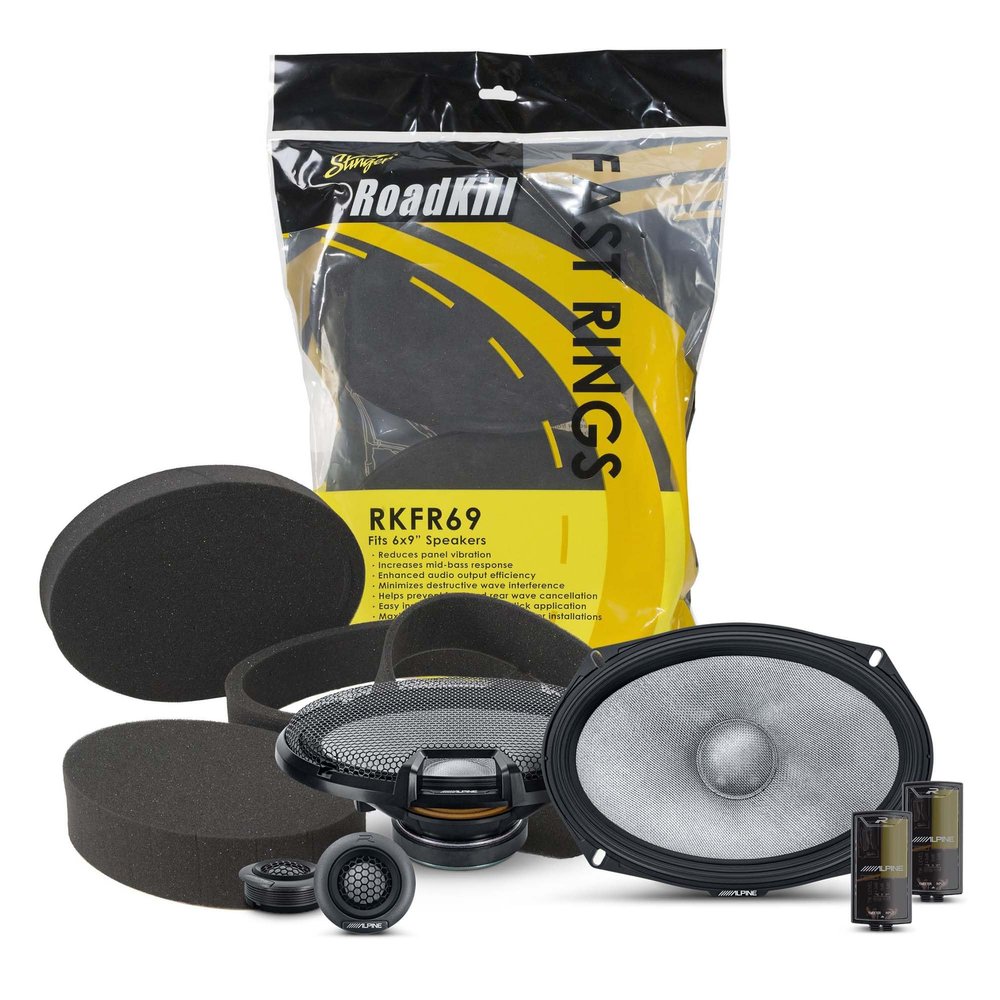 Alpine R2-S69C, R Series 6x9 2-Way Hi-Res Speakers+ Foam Baffle Kit Bundle
