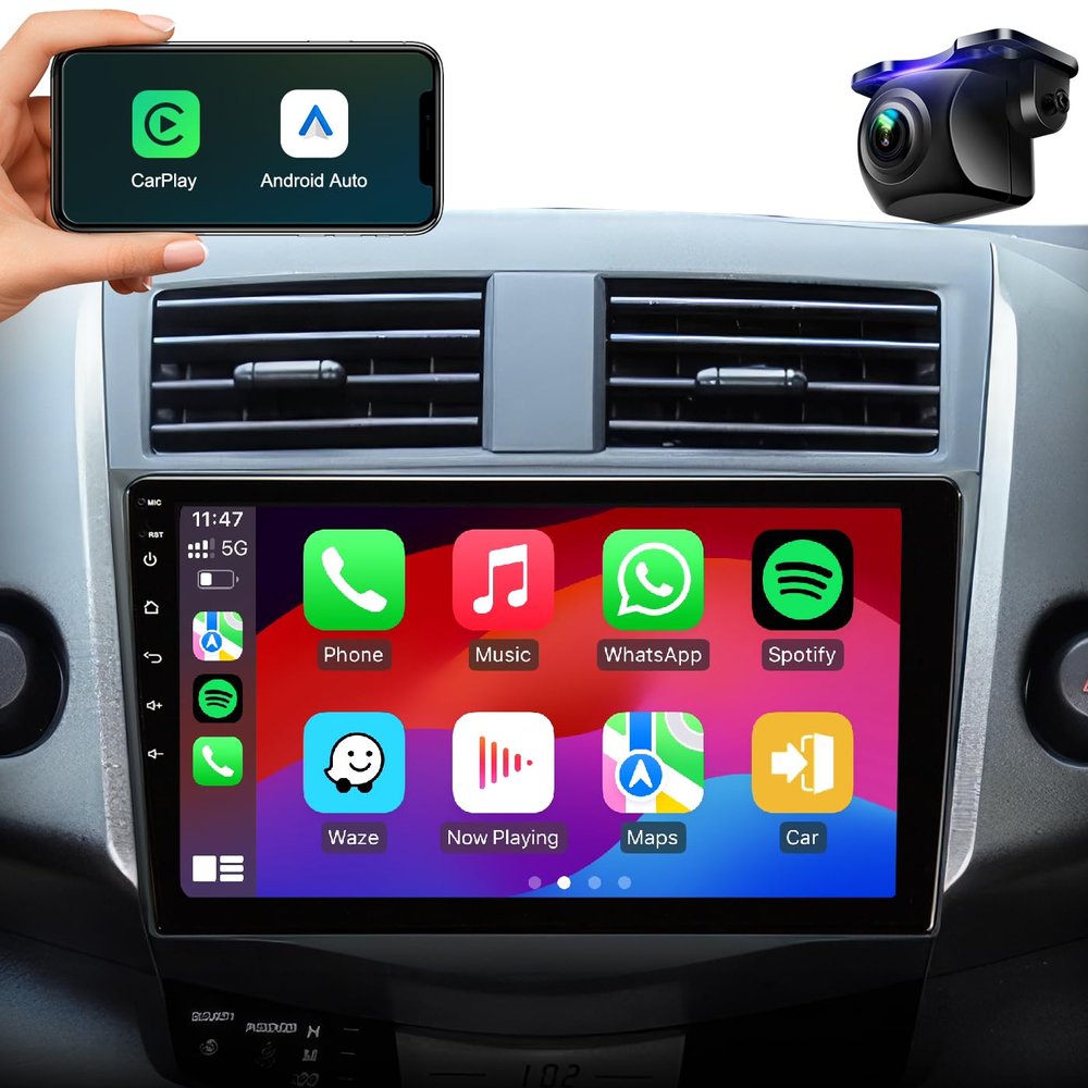 Car Stereo Radio Upgrade for Toyota RAV4 2006 2007 2008 2009 2010 2011 2012 with 9 Inch IPS HD Touch Screen/Android12/5G WiFi/Wireless CarPlay Android Auto/GPS FM/SWC Bluetooth 1080P Backup Camera