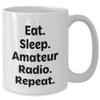 Eat Sleep Amateur Radio Repeat White Coffee Mug for Christmas Unique Gifts from Friends Family for Men Women view 2