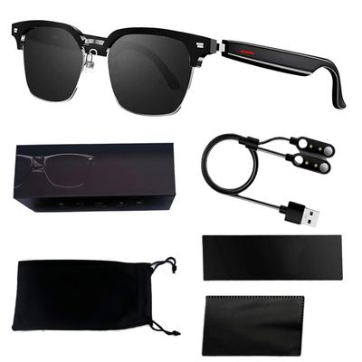 Lmuwecno Smart Glasses listenable Songs,gafas inteligentes de Moda gafas inalmbricas multifuncionales,Wireless Headphones Sunglasses,Sunglasses for Women & Men (Half Frame Black Sunglasses)