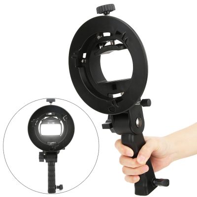 Flashlight Support, Handheld Hand Grip S Type Bracket Mount Holder for Bowens, Black, Small Size, Lightweight, Supports Most Studio Flash Accessories
