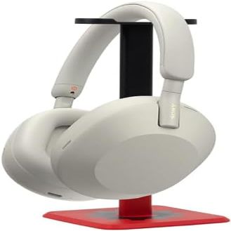 Sony WH-1000XM5 Premium Noise Canceling Headphones, Auto NC Optimizer, 30-Hour Battery, Alexa Voice Control, Silver Bundle with Deco Gear Pro Audio Headphone Stand in Matte Black/Red
