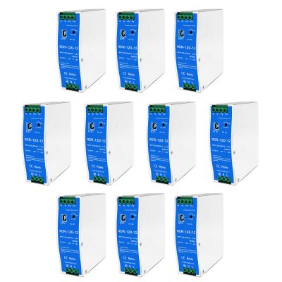 (10PCS) NDR120-12 DC 12V Din Rail Power Supply Slim 120w 10A(Input:100-240VAC,Output:12VDC,50/60HZ) Switching Adapter(Volts_of_Direct_Current, 12)