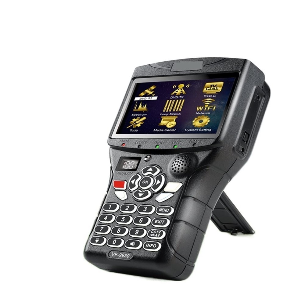 PZPZP TV Signal Finder Meter, VF 9930 DVB-S2/T2 MPEG4 DVB H.265 Satellite TV Finder Receptores De Tv HD Satellite Receptor Meter Signal Test 4.3 Inch LCD,for Adjusting Sat TV Dish