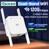 Quxas 1200mbps WiFi Extender.WiFi Repeater.Universal Ethernet Adapter: Dual-Band WiFi Bridge with Bridge, Client, AP Modes, Converts Wireless to Wired, for PCs, Printers, TVs, Consoles. view 2