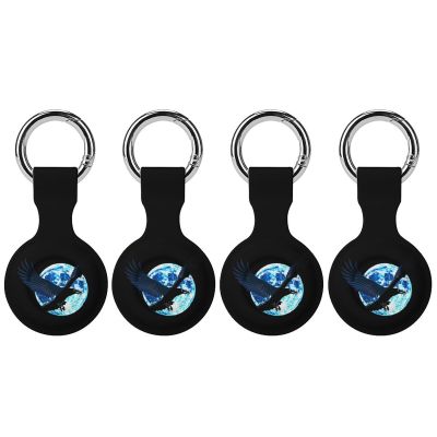 Flying Raven Full Moon Silicone Case for Airtags Tracker Protective Cover for Wallet Luggage Pets with Prints