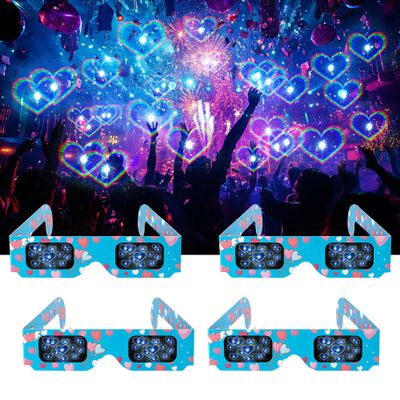 DAHAKII 12 Packs 3D Heart Glasses 3D Diffraction Glasses Holographic Imagies -Transform Lights into Magical